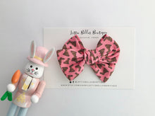 Load image into Gallery viewer, Gift for Toddler Girls. Toddler Hair Bows, Hair bows for babies, hair clips, toddler hair bow, baby hair bow, baby headband bow, easter hair bows, bunny hair bow, easter basket stuffer ideas, pink bunny hair bow, pink easter bow, easter gift for girls