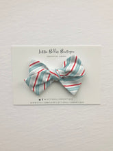 Load image into Gallery viewer, Gift for Toddler Girls. Toddler Hair Bows, Hair bows for babies, hair clips, toddler hair bow, baby hair bow, baby headband bow, Christmas hair bows, striped hair bow, red hair bow, blue hair bow, candy cane hair bow
