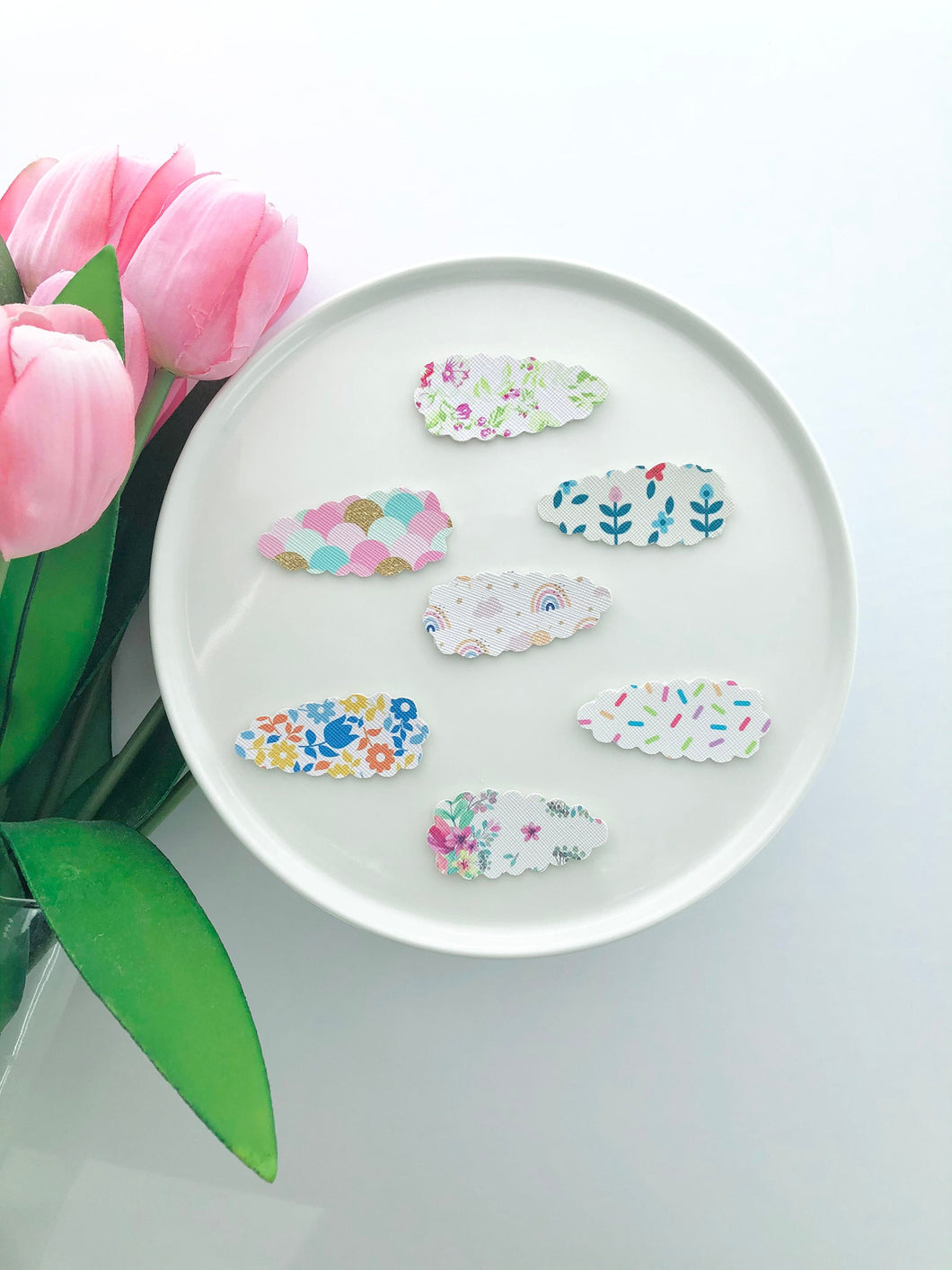 Florals & Prints - Faux Leather Snap Clips