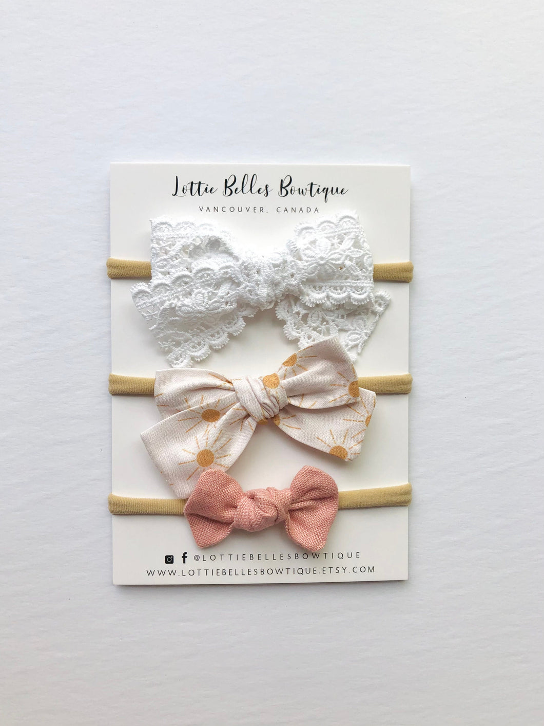 Sunshine &  Lace Newborn Set - 3 Assorted Bows