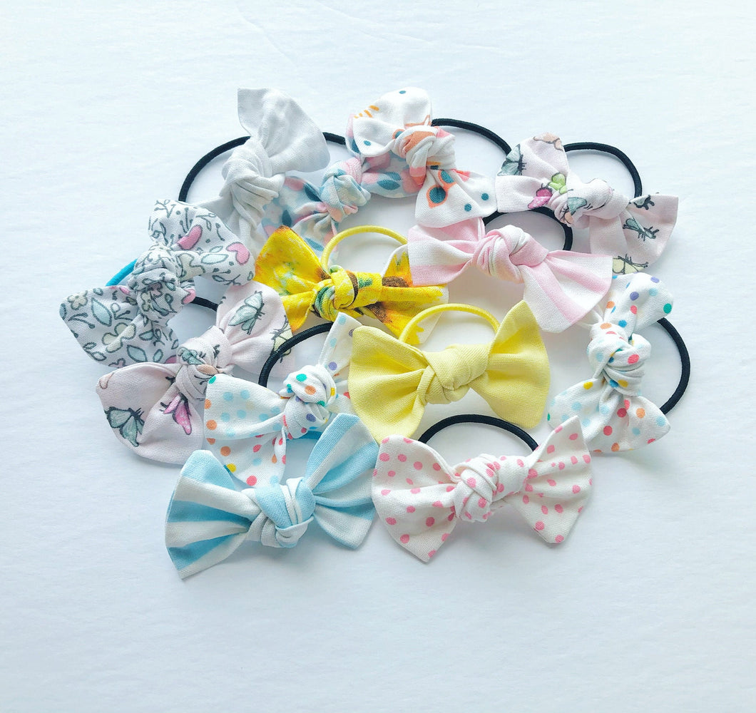 Custom Knot Hair Ties Set - 5 Knot Bows Hair Ties