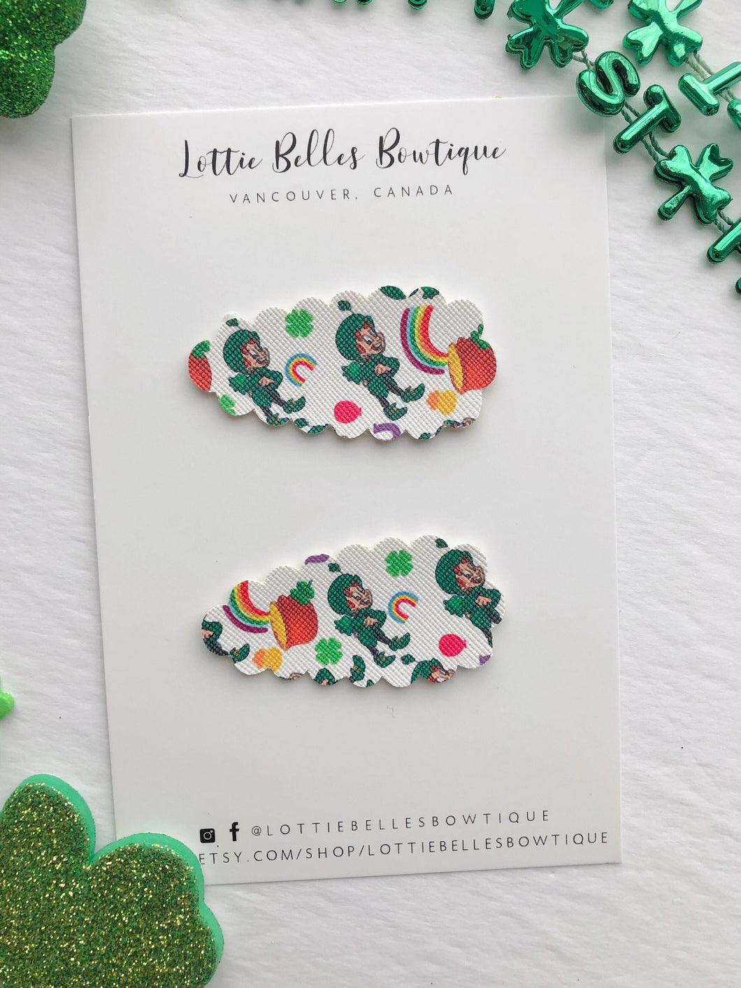 St.Patrick’s Day Leprechaun- Faux Leather Snap Clips