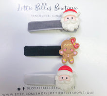 Load image into Gallery viewer, Christmas Santa and Gingerbread Velvet Bar Clips
