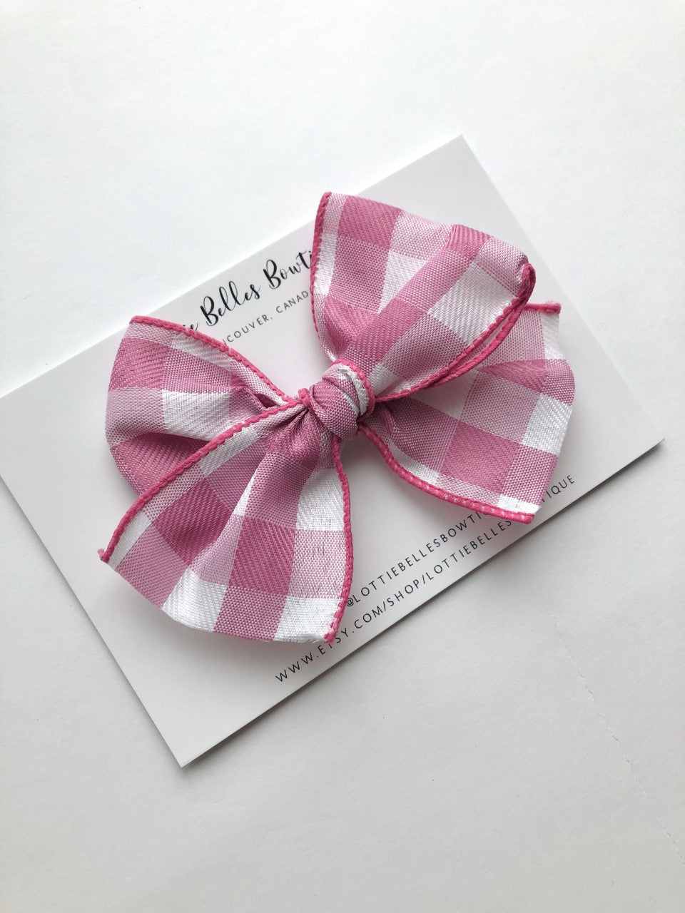 Pink Gingham Big Bow