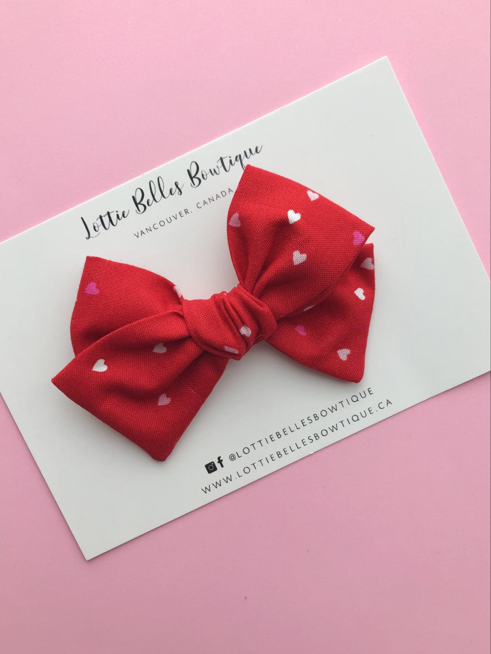 Red with Tiny Hearts -  Bow Tie