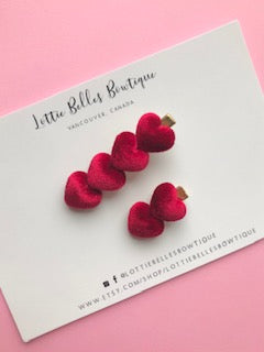 Mommy and Me Heart Bar Clips- Red