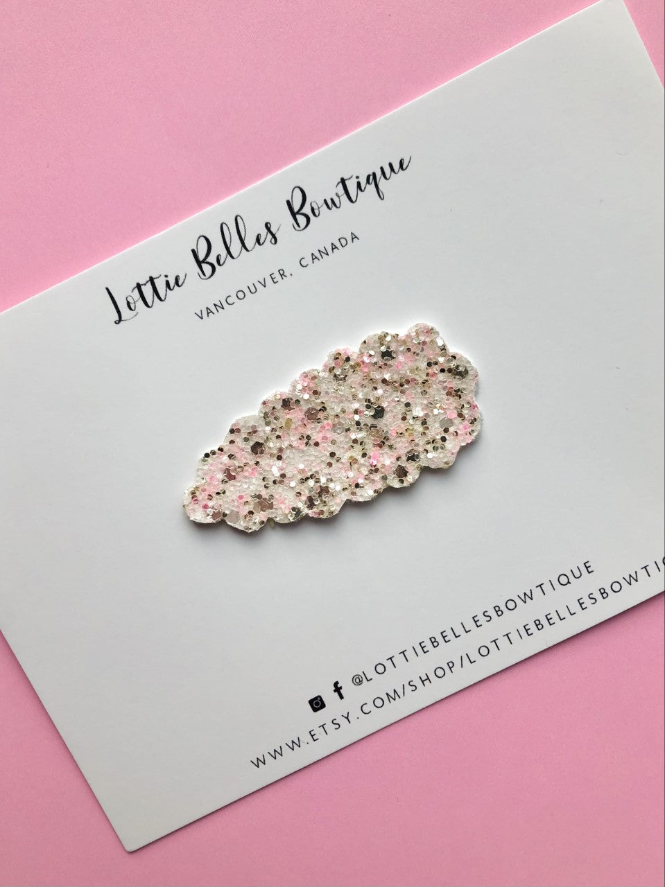 Pink Glitter- Faux Leather Snap Clips